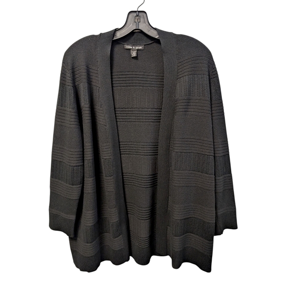 Cable & Gauge Set Of 2 Open Cardigan Sweaters Black and Brown XL - Picture 3 of 14